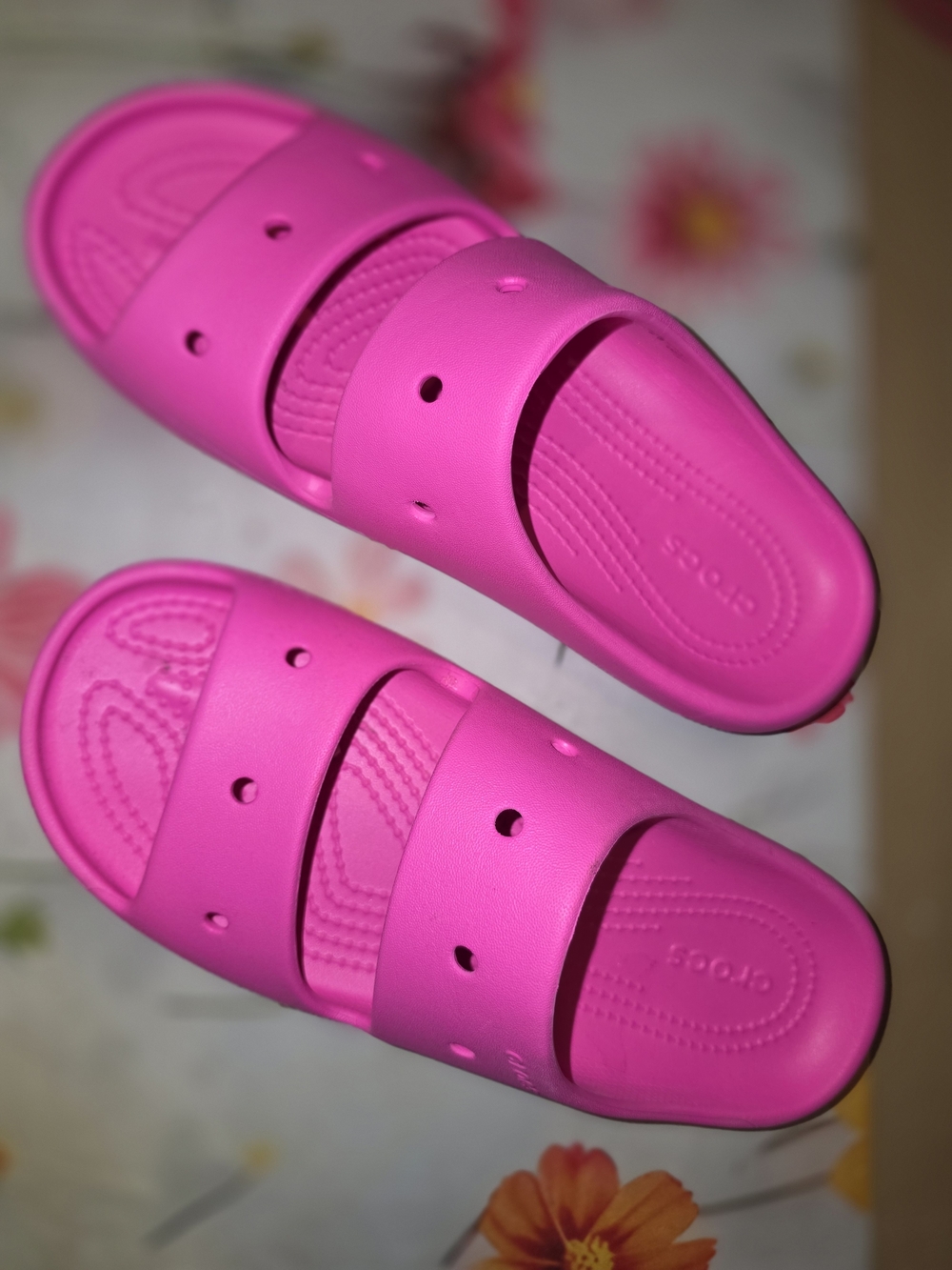 CROCS Kids Double Strap Slide Sandals - Hot Pink